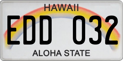 HI license plate EDD032