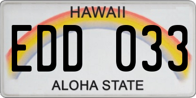 HI license plate EDD033