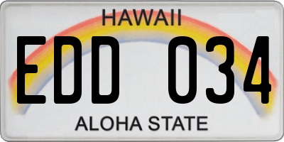 HI license plate EDD034