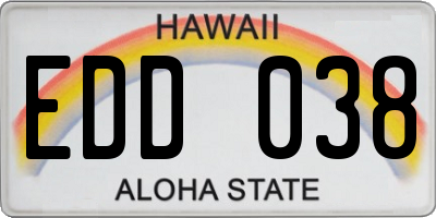 HI license plate EDD038