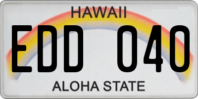 HI license plate EDD040