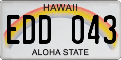 HI license plate EDD043