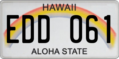 HI license plate EDD061