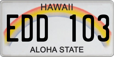 HI license plate EDD103