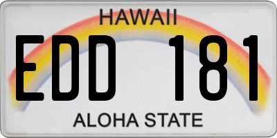 HI license plate EDD181