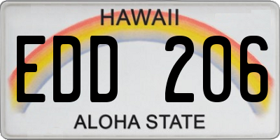 HI license plate EDD206