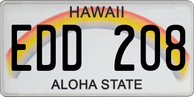 HI license plate EDD208