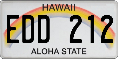 HI license plate EDD212