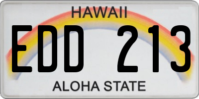 HI license plate EDD213