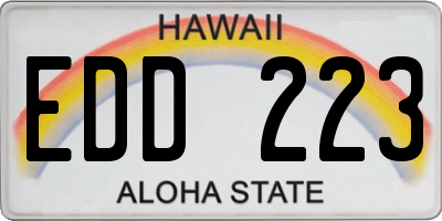 HI license plate EDD223