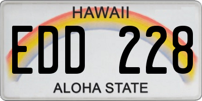 HI license plate EDD228