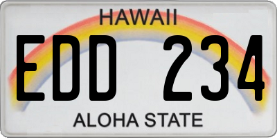 HI license plate EDD234