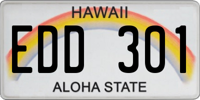 HI license plate EDD301