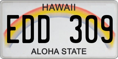 HI license plate EDD309