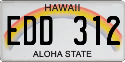 HI license plate EDD312