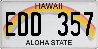 HI license plate EDD357