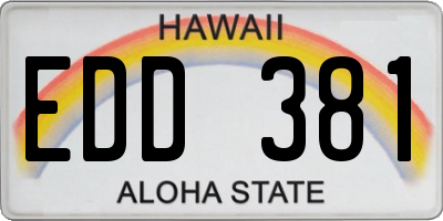 HI license plate EDD381