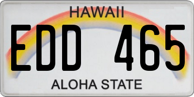 HI license plate EDD465