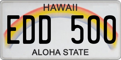 HI license plate EDD500