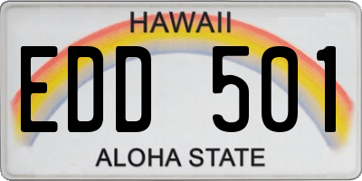 HI license plate EDD501