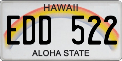 HI license plate EDD522