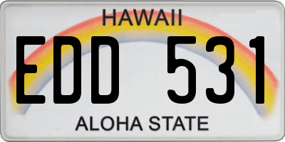 HI license plate EDD531