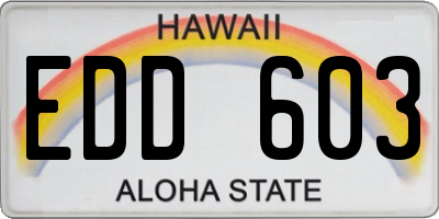 HI license plate EDD603