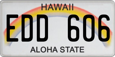 HI license plate EDD606