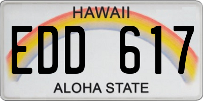 HI license plate EDD617