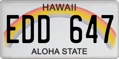 HI license plate EDD647