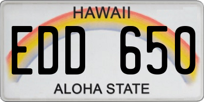 HI license plate EDD650