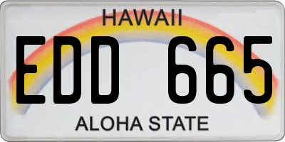 HI license plate EDD665