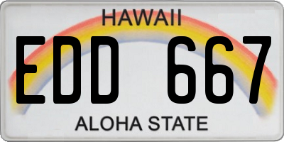 HI license plate EDD667