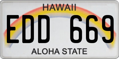 HI license plate EDD669