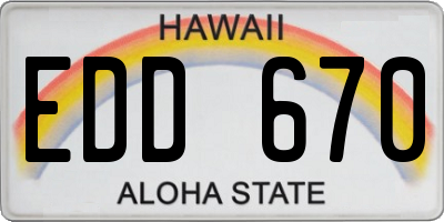 HI license plate EDD670