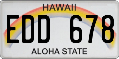 HI license plate EDD678