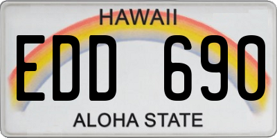 HI license plate EDD690