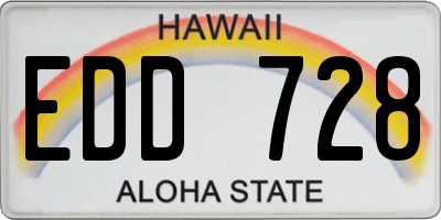 HI license plate EDD728