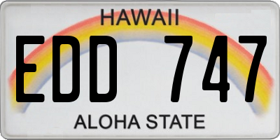 HI license plate EDD747