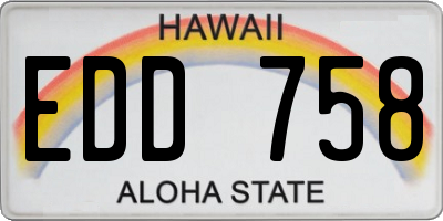 HI license plate EDD758