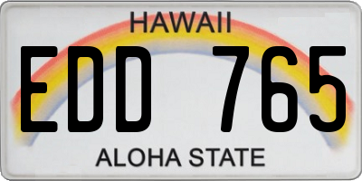 HI license plate EDD765