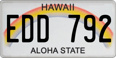 HI license plate EDD792