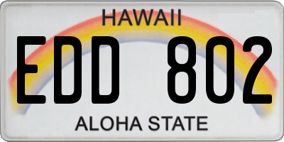 HI license plate EDD802