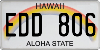 HI license plate EDD806