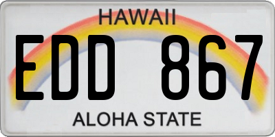 HI license plate EDD867