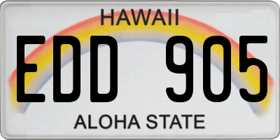 HI license plate EDD905