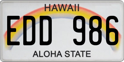 HI license plate EDD986