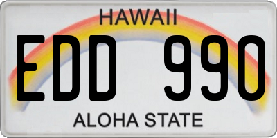 HI license plate EDD990