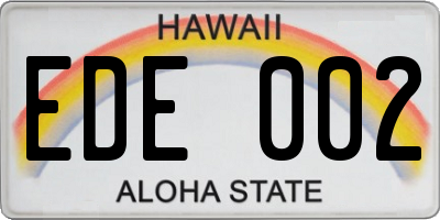 HI license plate EDE002