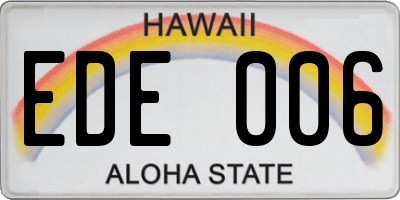 HI license plate EDE006